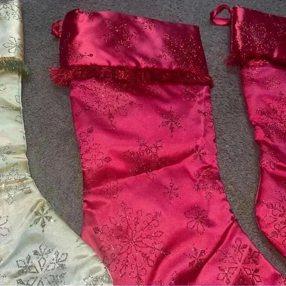 Christmas Stockings like new ~ red and gold with glitter